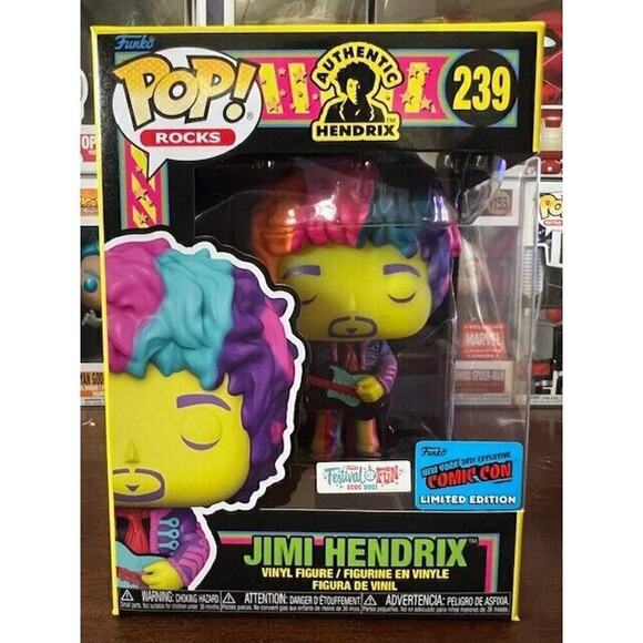 Funko Pop Jimi Hendrix #239 Black Light NYCC Exclusive Vaulted - Picture 2 of 7